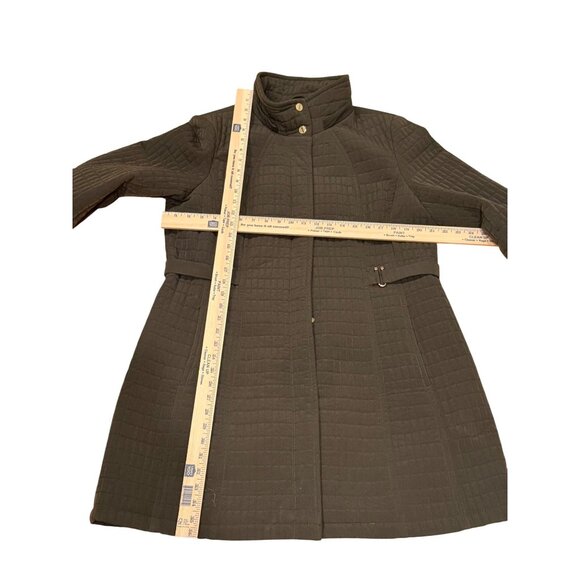 Gallery New York Quilted Long Coat Women’s XL • Olive Green • Belt Detail • - Picture 3 of 8